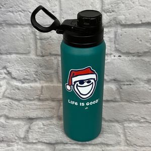 Life is Good Christmas Jake Santa Widemouth 32oz Water Bottle Stainless Steel